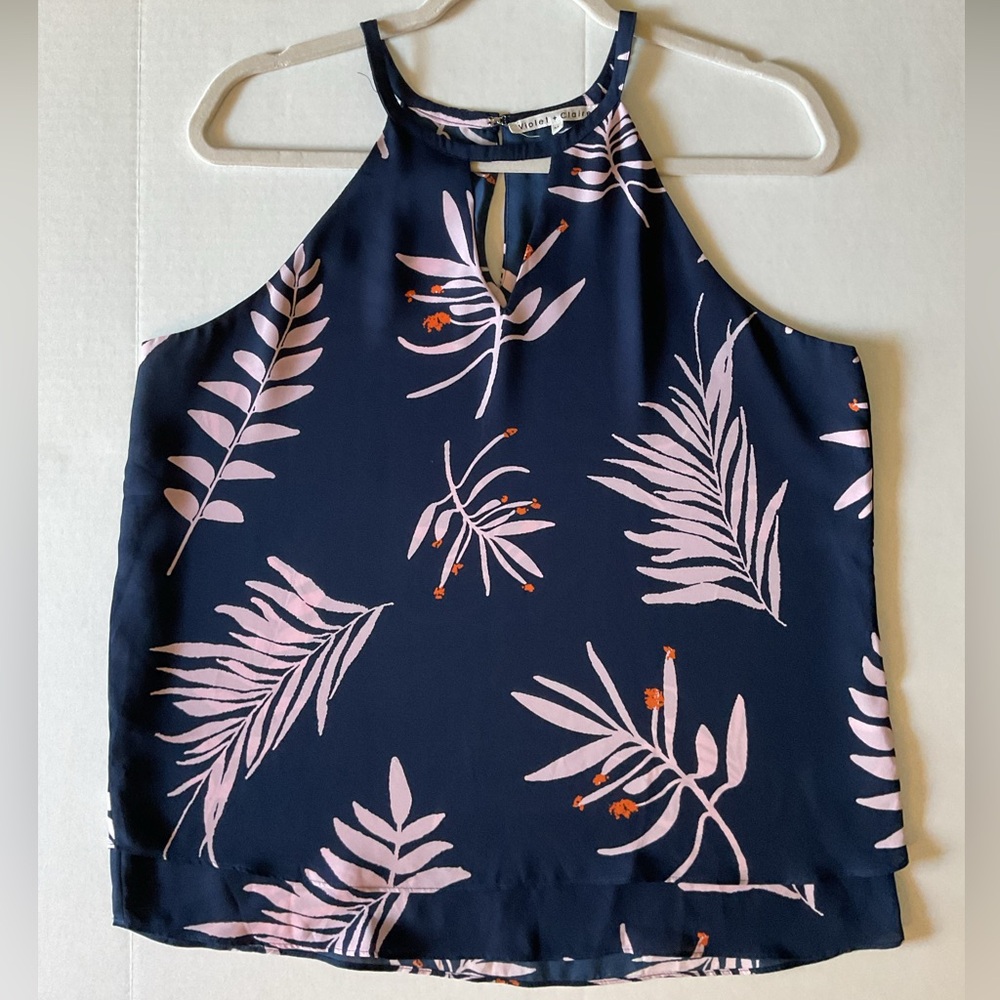 Violet & Claire Navy and Pink Floral Top